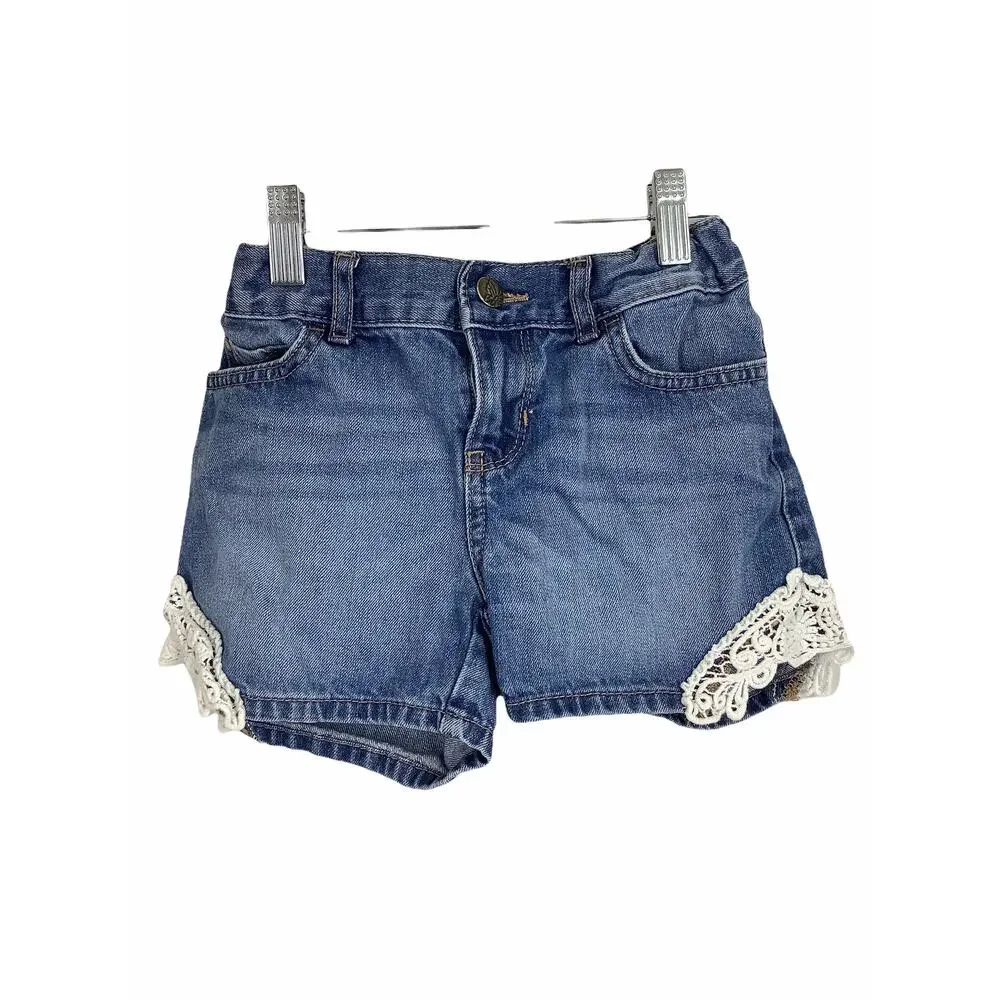 The Children's Place Embroidered Blue Denim Jean Shorts Kid's Youth Size 8